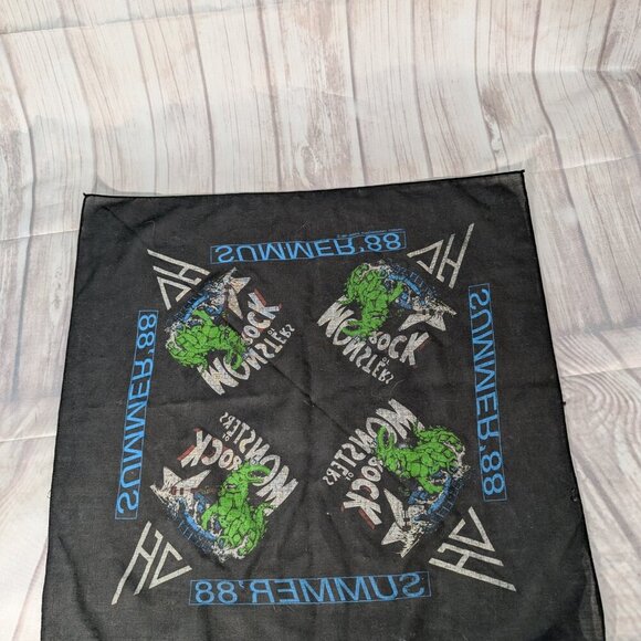 Vintage Van Halen Souvenir Monsters Of Rock Tour 1988 Rock Headband Bandana - Picture 5 of 6